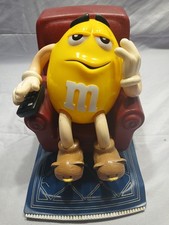 Vintage 1999 Mars M&M's Candy Dispenser Yellow M&M Recliner W/Bear Slippers