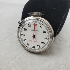 VINTAGE WESTCLOX STOPWATCH POCKET HANDWIND MADE IN U.S.A SILVER/WHITE STOP WATCH