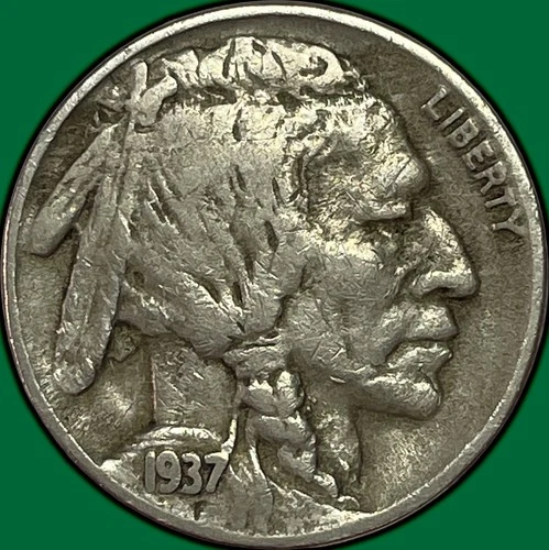 1937-D 3 Legged Buffalo Nickel Choice Very Fine VF+ Coin #34590