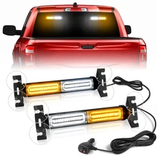 Emergency Strobe Traffic Tow Light Bar 40 LED Warning Visor 2"x10.7" Amber White