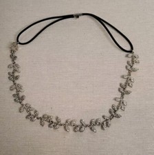 Elastic Stretch Headband Hair Accessory Silver Leaves Excellent Used Condition