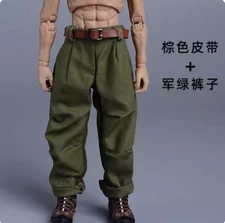 [Only Pants+Belt]1/12 Male Clothes Army Green Pants Model for 6"Romankey Notaman