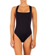 Hurley L95207 Womens Black Solid Cross-Back Moderate One-Piece Swimsuit Size S