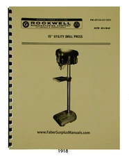 Rockwell Delta 15" Utility Drill Press Instruction & Parts List Manual #1918