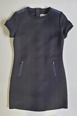 Karl Lagerfeld Kids Dress Girls 14 Quilted Black w Blue Zipper Pockets Back 