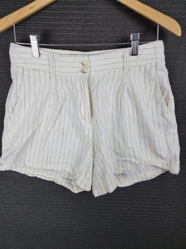 Esprit Pantalones Cortos Rayas Mezcla Lino Talla 8 Mujer Verano Informal Foto 4 de 4