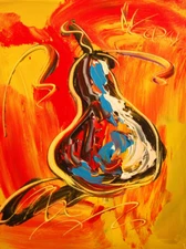 POP ART PEAR  Modern Abstract   Original Oil Painting  IMPRESSIONIST ARTIST