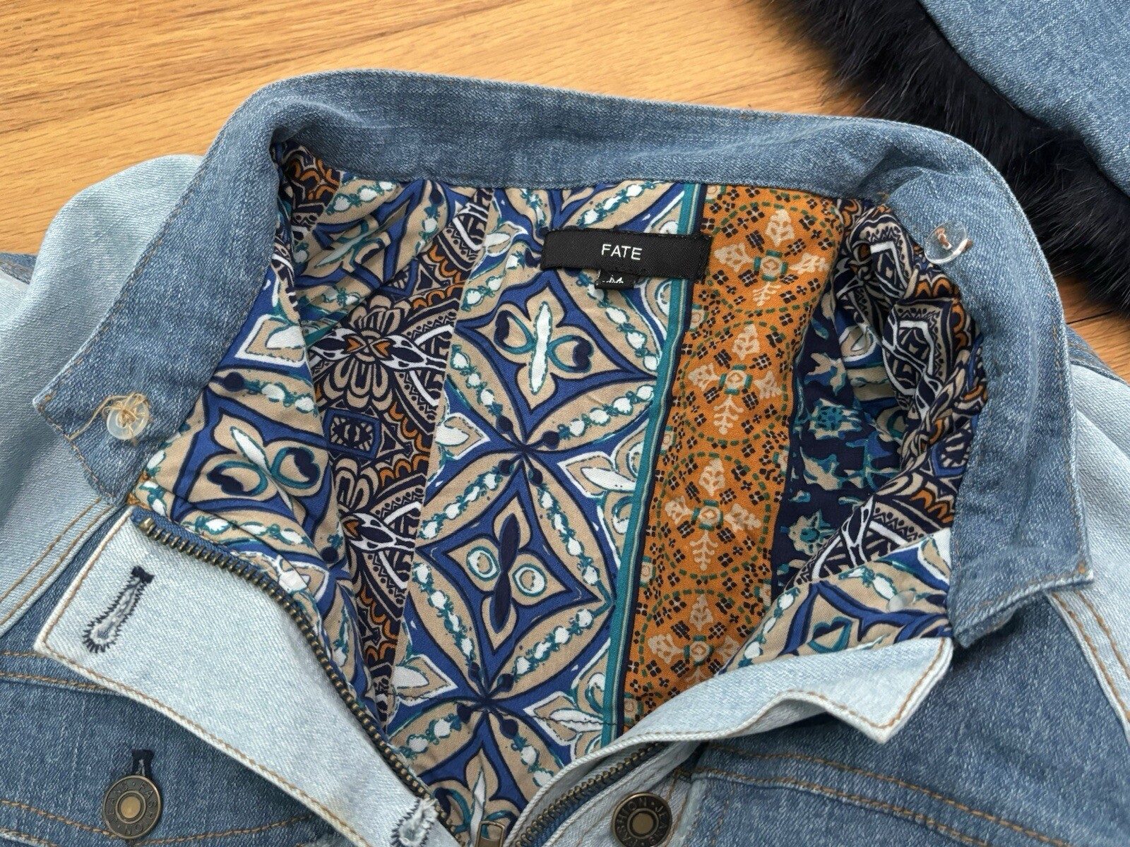 Fate  Patchwork Denim Jean Coat With Detachable F… - image 13