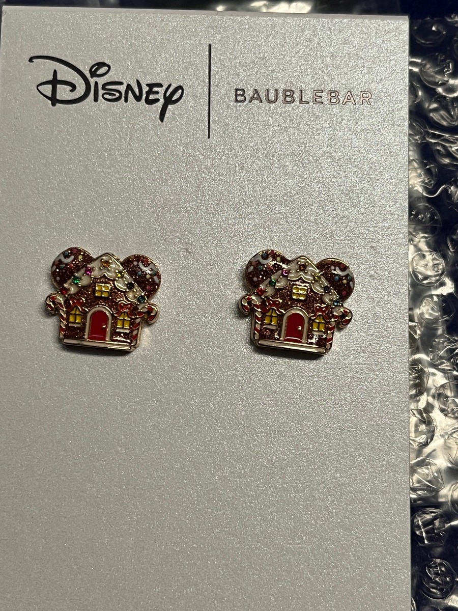Baublebar Disney Christmas Mickey Mouse Gingerbread House Earrings NEW