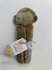 NWT Carters Just One You Mommy Loves Me Brown Monkey Rattle Security Blanket Toy