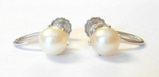 Lovely 5 mm Cultured Pearl Solitaire 14K White Gold Floral Screwback Earrings