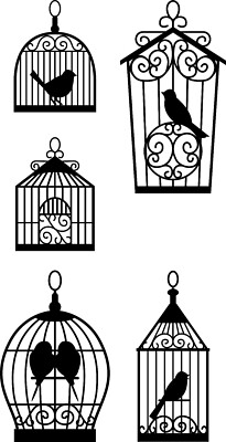 Bird in Cage Wall Art - DXF SVG DWG PDF Vector CNC Plasma Laser cutting files