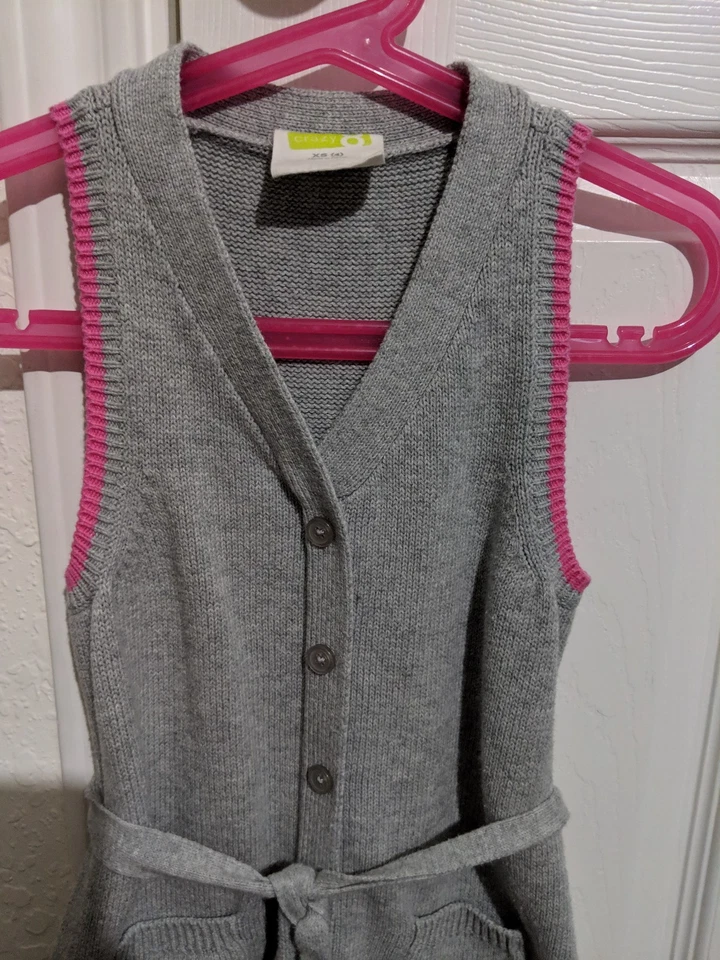 Vestido Suéter Jersey Gris Rosa Crazy 8 Niñas Niño Pequeño Talla 4 Tejido Foto 3 de 4