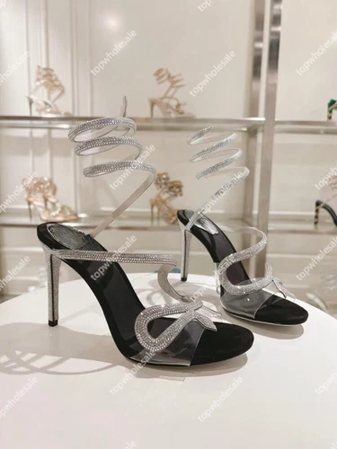 Rene Caovilla Women's Crystal Rhinestone Serpentine Ribbon Heels shoes - Picture 9 of 28