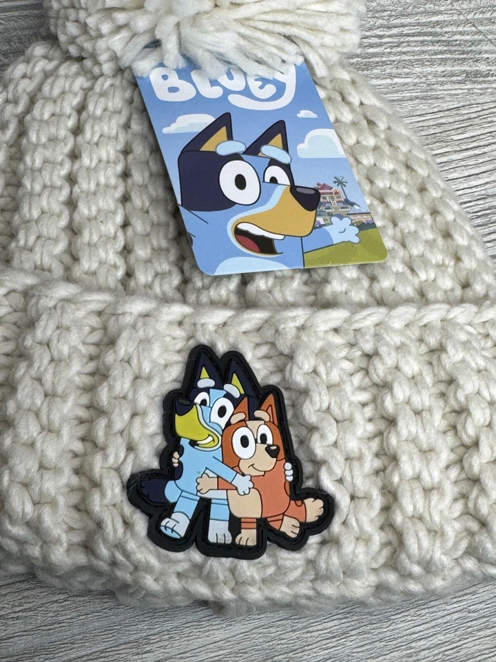 Nuevo Gorro Gorro Azul Logo Niño Pequeño OSFM Crema Pom Tejido Puños Invierno Nuevo con Etiquetas Foto 3 de 4