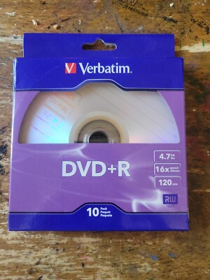 Verbatim DVD+R 10 Pack 4.7GB 16X Speed 120 Min Blank for Storing Images Music 