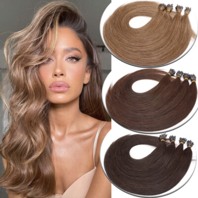 Nano Ring Rings Loop Beads 100% Human Remy Hair Extensions Full Head Brown THICK
