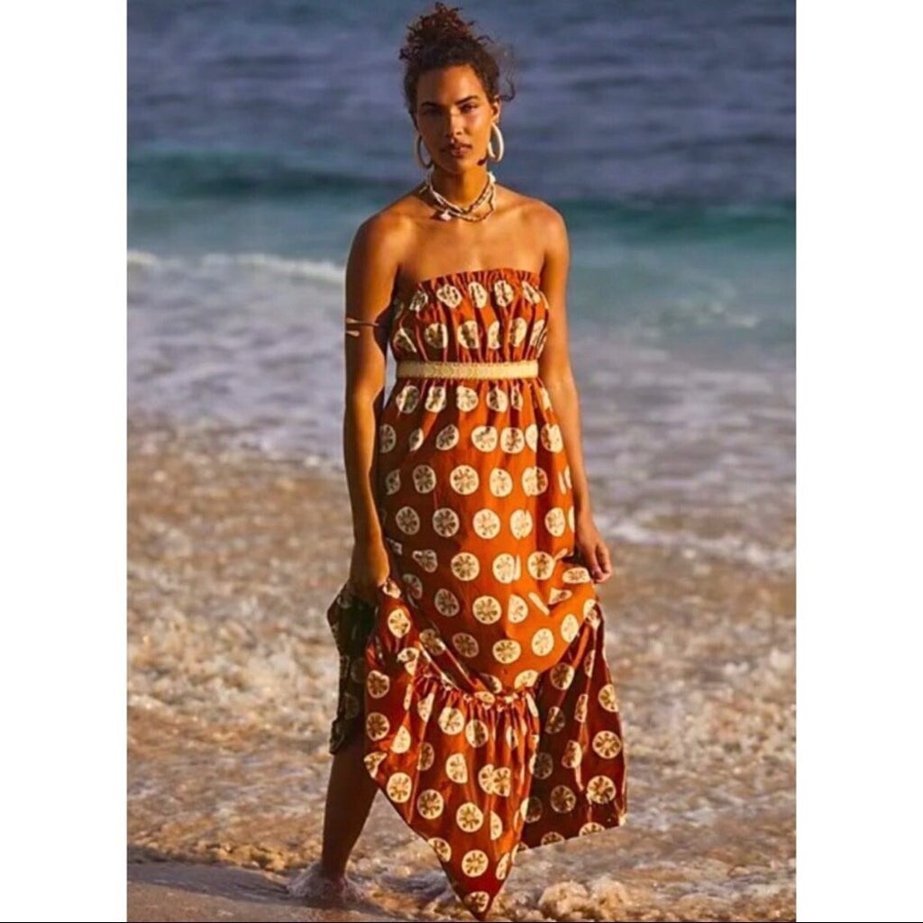 free people orange strapless dress stunning orange free people dress!, SIZING size 6,