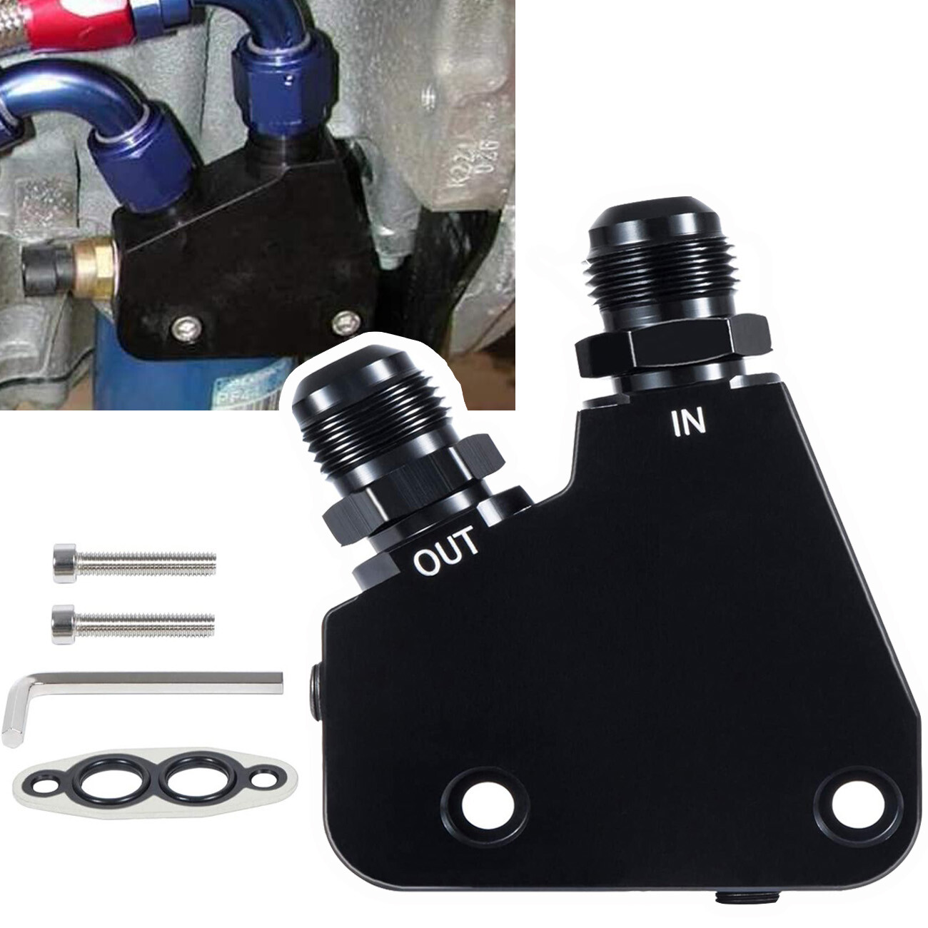Engine Oil Cooler Adapter Kit for GM LS LS1 LS2 LS3 LS6 LS7 LS9 200519