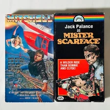 VHS - Lot of 2 Cult Action - Mitchell ( Rare ) - Mister Scarface ( Jack Palance