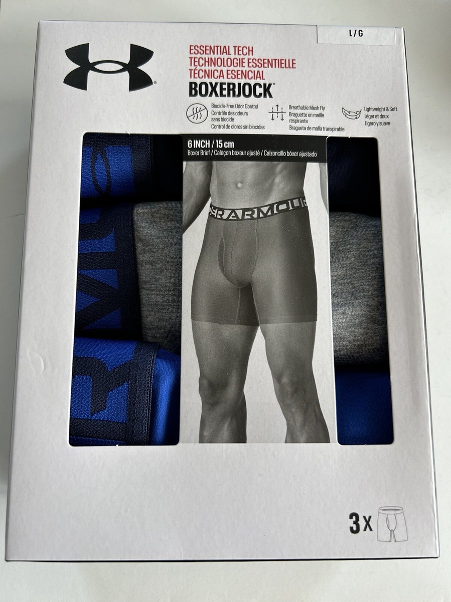3 Pk Under Armour Essential Tech Boxerjock Underwear 6” Men's