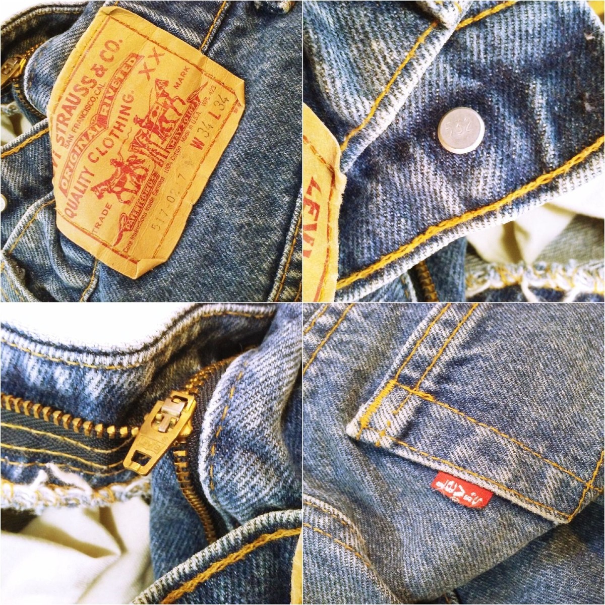 Vintage 80s Levi's USA-made 517xx Bootcut Denim Jeans Lady-34x34