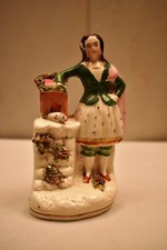 Antique Staffordshire Pottery Figure Of A Highland Lass Porcelain Decorative Old