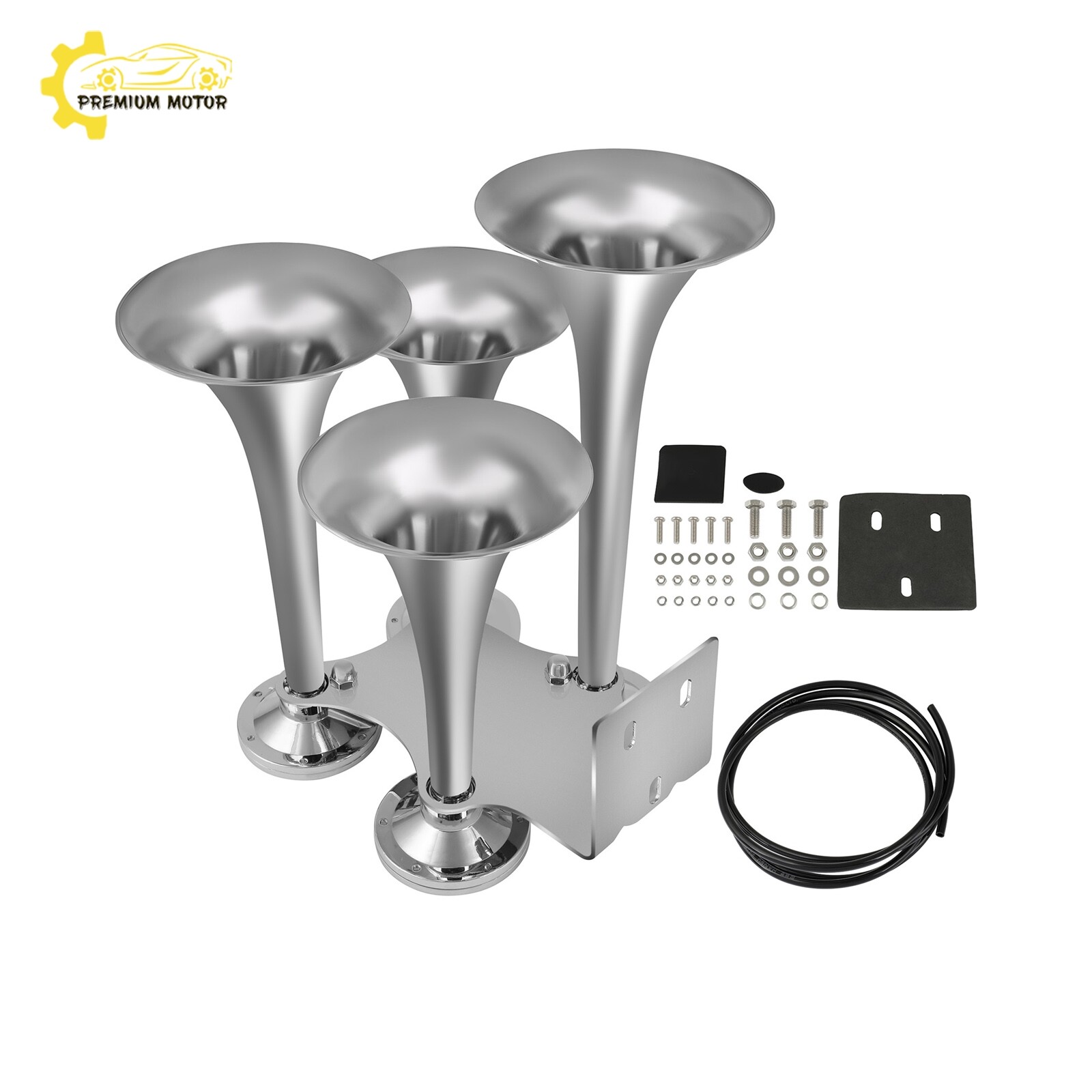 For Truck Van Car Boat Electric Air Horn 180DB 4 Trumpet Train Horn Kit