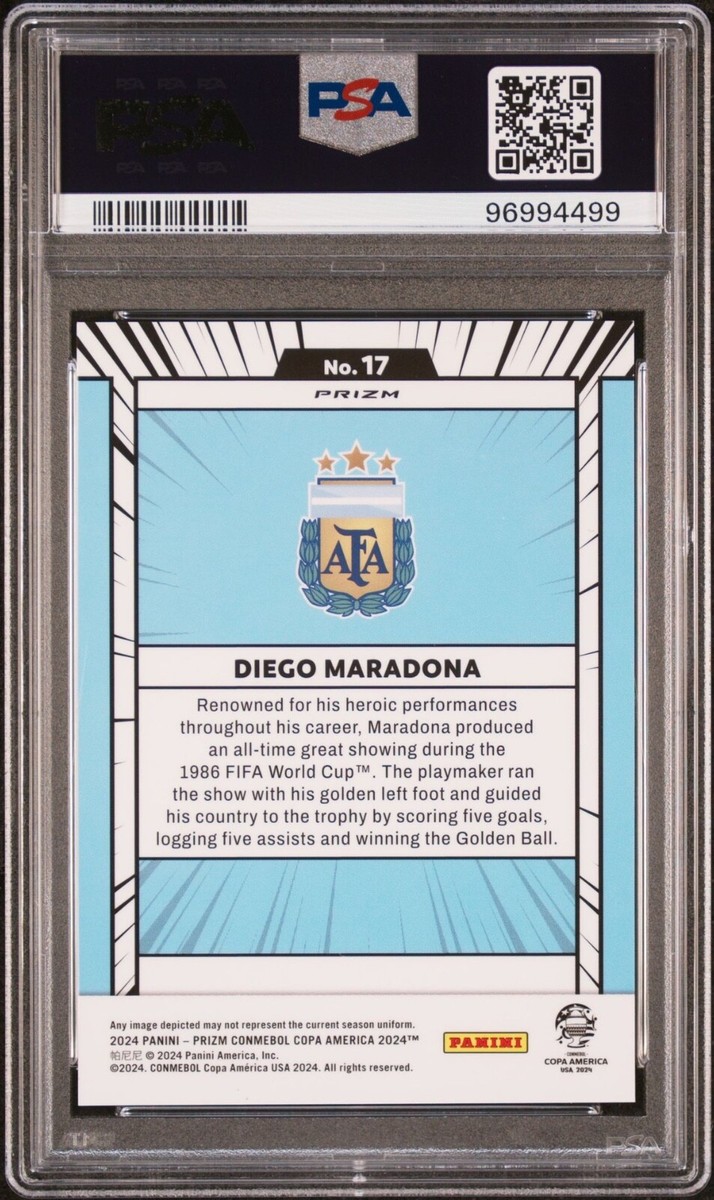 2024 Panini Prizm Copa America Diego Maradona #17 Manga SSP PSA 10