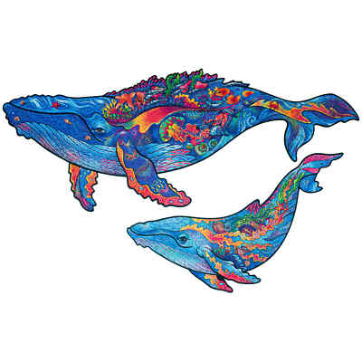 Unidragon Wooden Puzzle Milky Whales 2 In 1 Multicolor