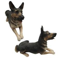 Vintage German Shepherd Large Garden Statue Lifelike Laying Dog Figurine USA 80s