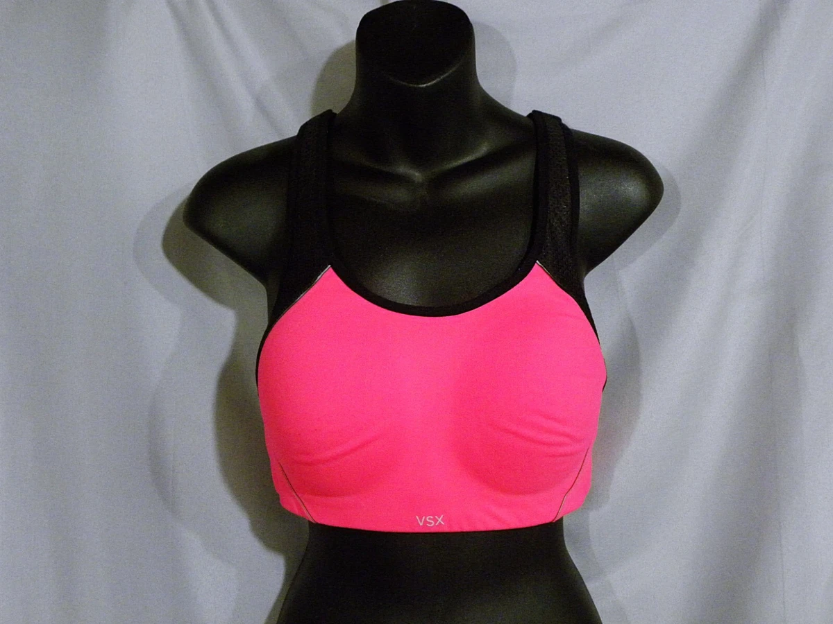 VSX Victoria Secret Sports Bra Size 34D Padded Pink Black