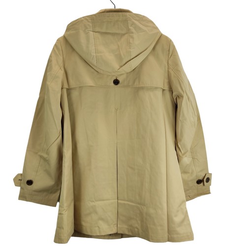 lands end womens coat beige hooded collared zip up pockets size medium free pp - Picture 2 of 11