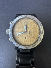 Nixon 51-30 Chronograph Watch Rate Wood Face Black Stainless Steel 51mm Case