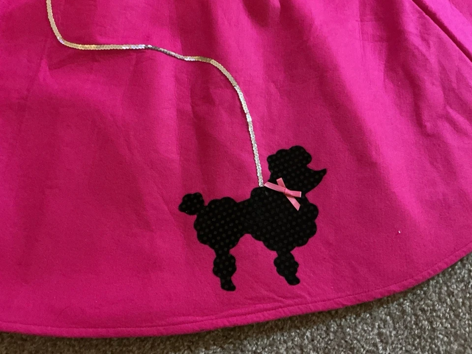 Винтажные шарады розовый с черный пудель ретро войлок юбка 1 X - Изображение 2 из 4