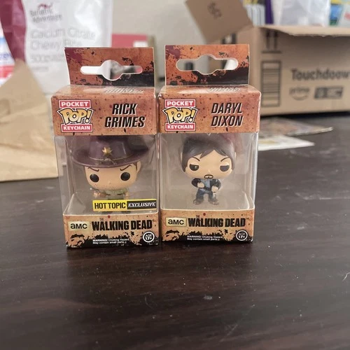 The Walking Dead Rick Grimes and Daryl Dixon Pocket Pop! 2 Keychains Collectible
