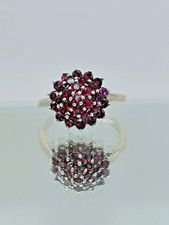 3.72 CT TW Rhodolite Garnet Cluster Sterling Silver Ring Size 9-1/4
