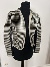 IBANA Lederjacke Damen Gr. 38 Schwarz Cremig Jacke Fein Streifen Ausgefallen Top