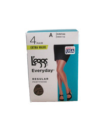 New Women's L'eggs Leggs 4 Pairs Everyday Regular Pantyhose Tights Suntan A