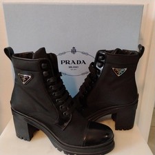 womans prada enameled metal triangle nylon co...