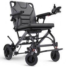 Lightweight Foldable Electric Wheelchair W/ 18.5" Wide Seat for Airline Approve