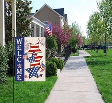 Patriotic 4th of July Garden Flag 12.5 x 18 Inch Double Sided Burlap Memorial...