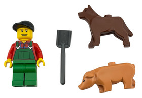 LEGO 7566 CITY Farmer MINIFIGURE Pig Dog Bucket Building Set Complete