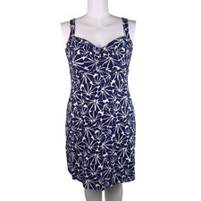 Tommy Bahama Womens Navy & White Supima Dress Tropical Floral Print  Sz XL