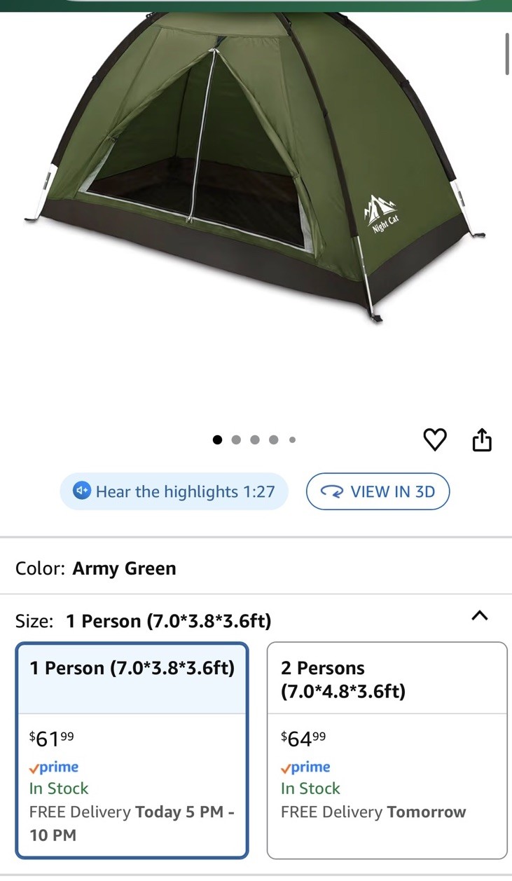 One Person Back Packing Tent