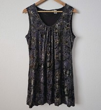 Velvet Burnout Sleeveless Purple Paisley Mini Dress Lined Festival Whimsigoth XL