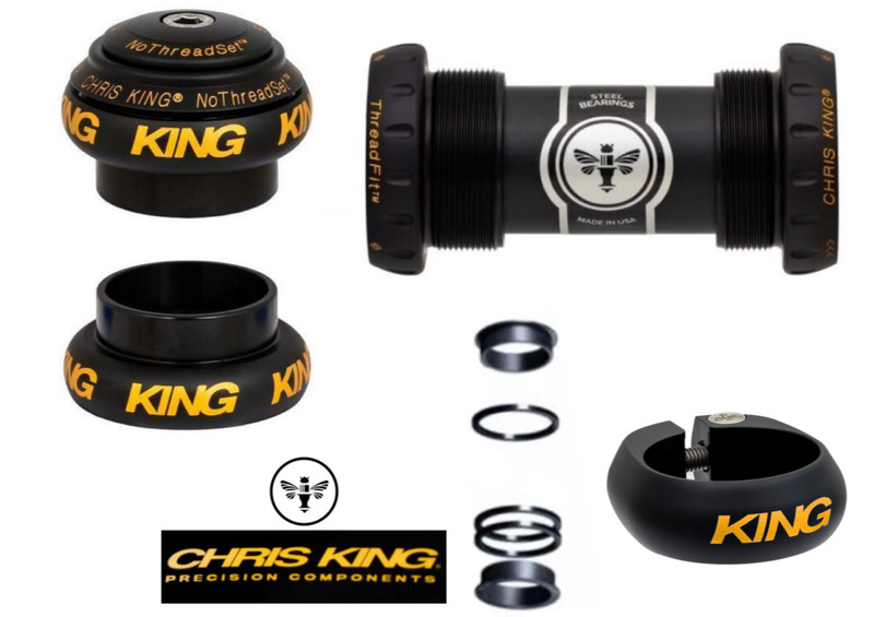 Chris King Two Tone Black Gold 1-1/8" Headset/ Bottom Bracket/ Seat Collar/ RARE