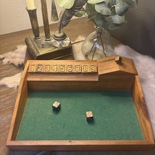 Handcrafted Wooden Shut The Box English Pub Game Of Dice And Numbered Tiles BAR