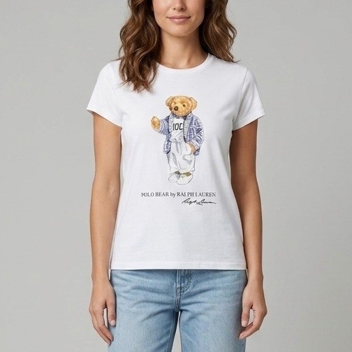 Polo Ralph Lauren Women's White Polo Bear Graphic Short Sleeve T-Shirt Small