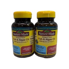  2 Nature Made Fish  Algae Oil -- 1200 mg - 60 Softgels Each. Exp 02/2027